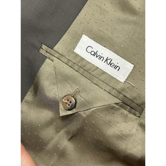 Calvin Klein 42L Gray 100% Wool Mens Suit Blazer Jacket Sport Coat 3 Button - Picture 9 of 9